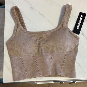 Fashion Nova taupe Release Sports Bra long line Tank Top